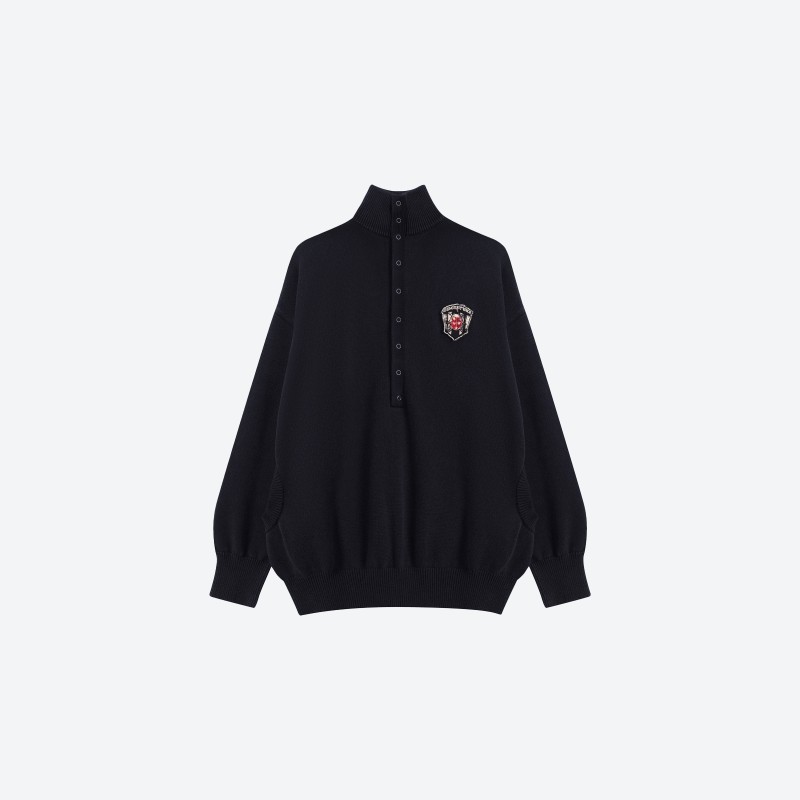 Badge Half Placket Sweater